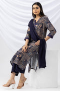 Printed Viscose Crush Kurti with Round Neck & 3/4 Sleeves
