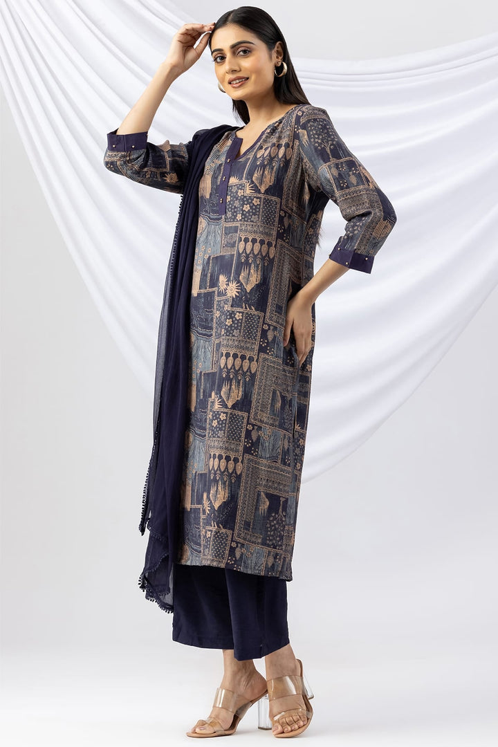 Navy Viscose Crush Palazzo