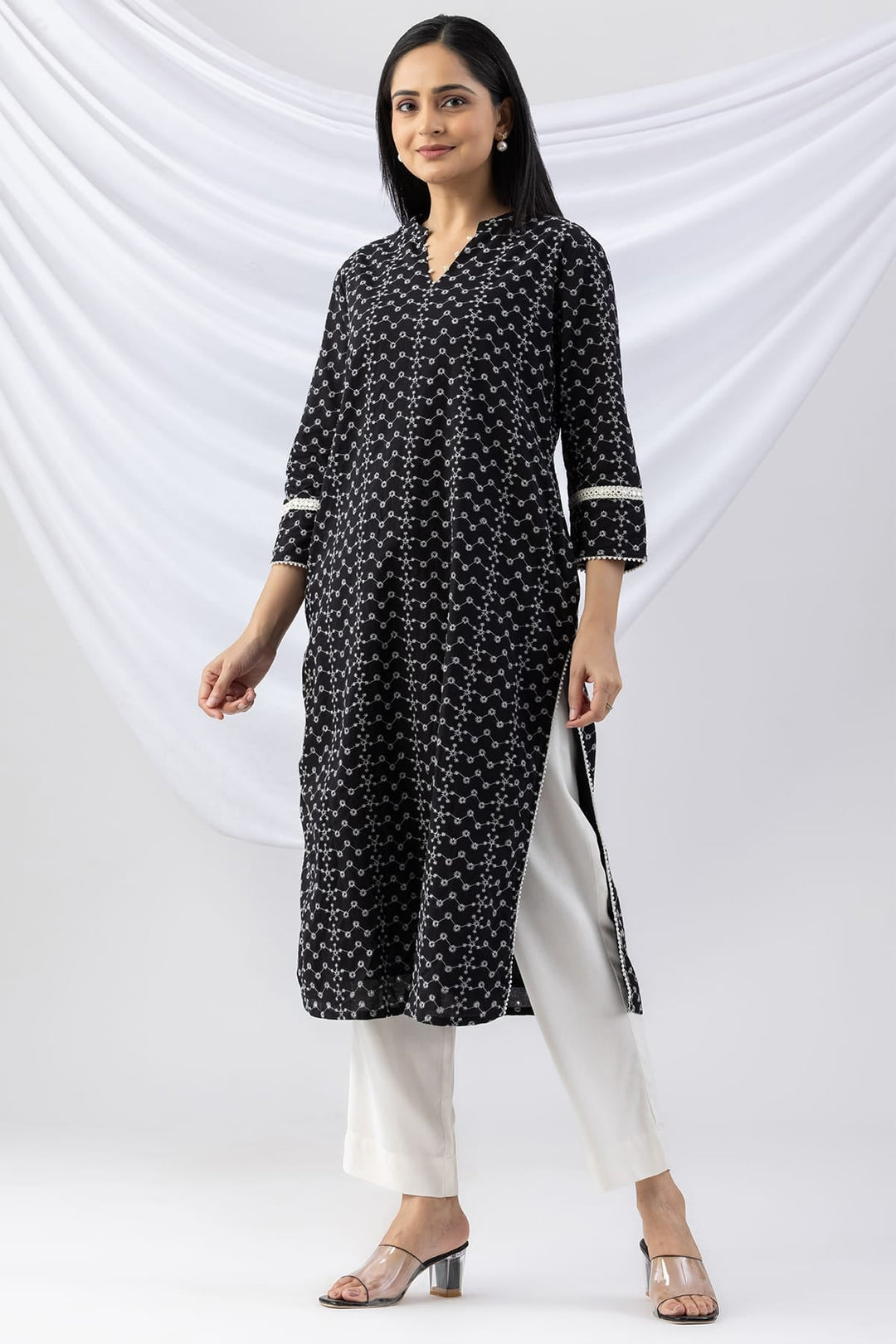 Off White Solid Tencel Twill Palazzo