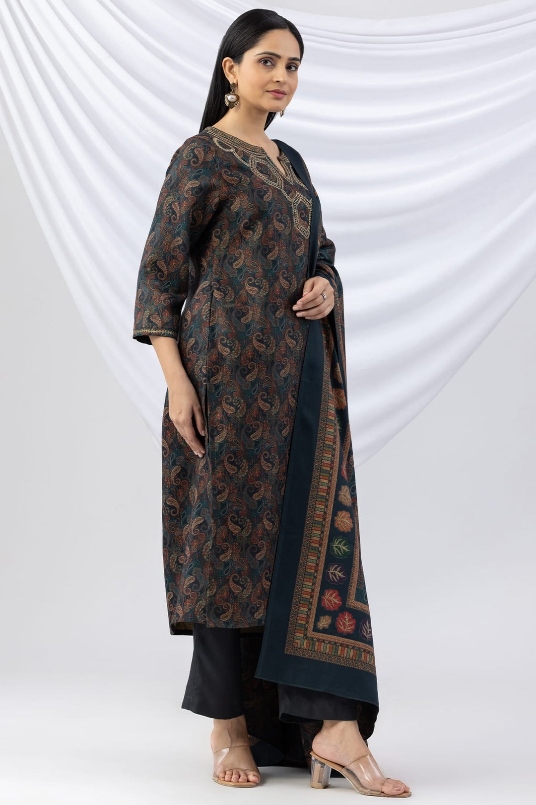 Teal Pashmina Dupatta