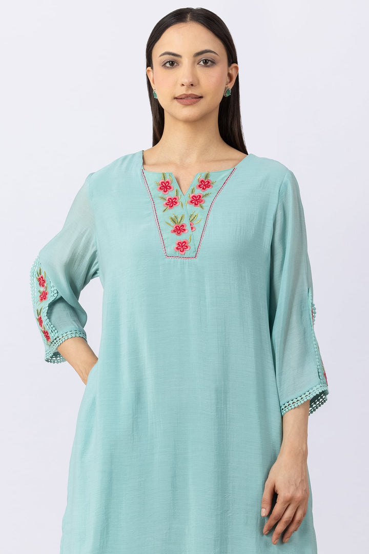 sea green kurta set for women office wear