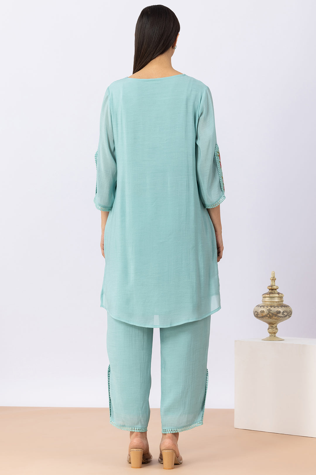 sea green kurta set for women office wear