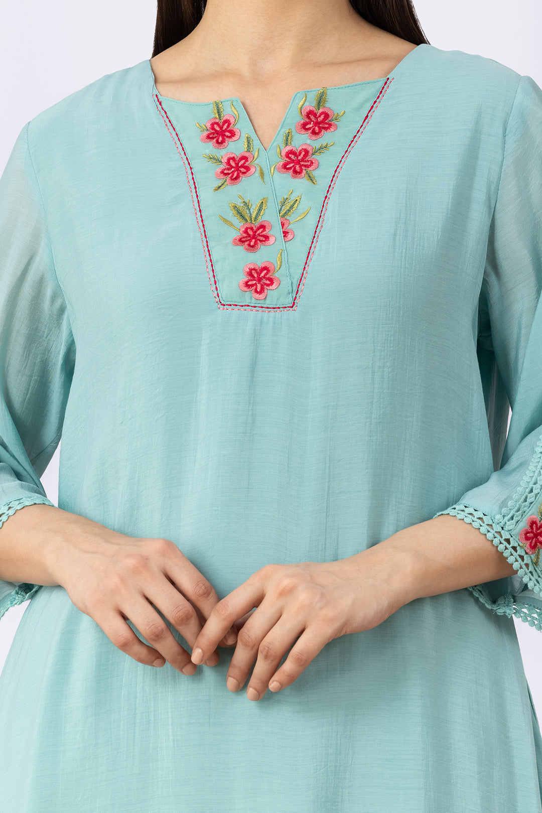 sea green kurta set for women office wear