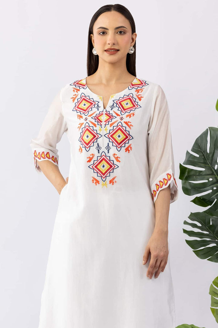 White Kurta Set For Women