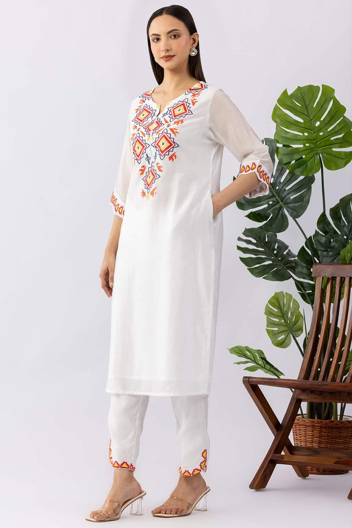 White Kurta Set For Women