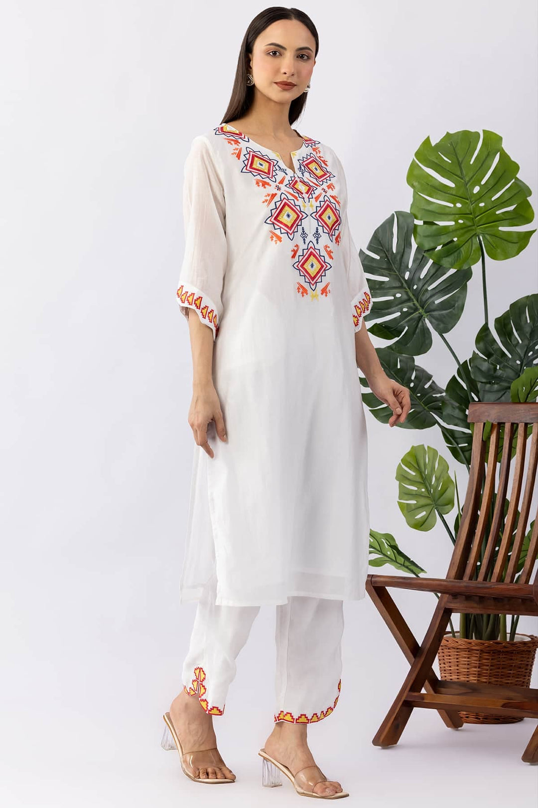 White Kurta Set For Women