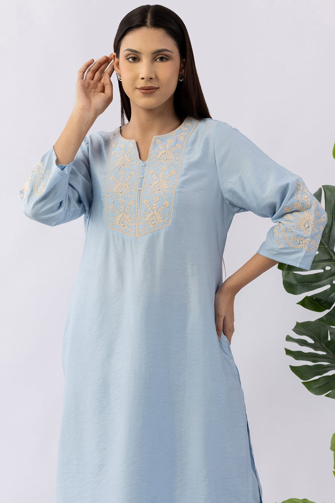 Sky Blue Kurta Set For Women
