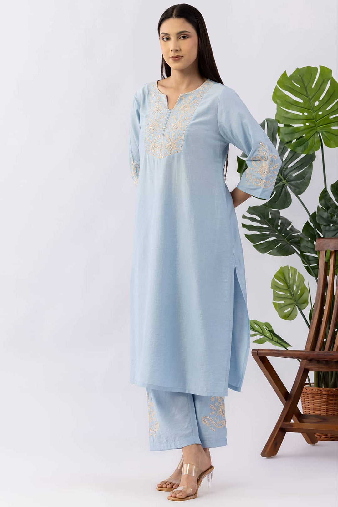 Sky Blue Kurta Set For Women