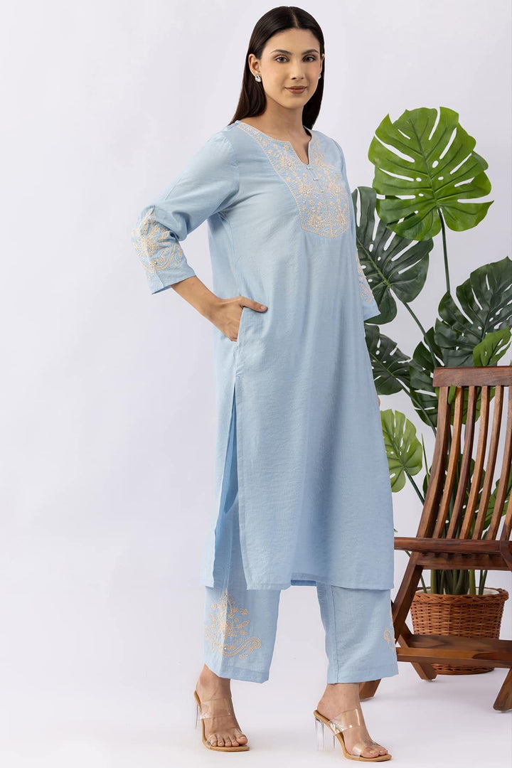 Sky Blue Kurta Set For Women
