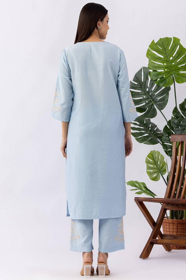 Sky Blue Kurta Set For Women