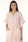White and Pink Stripe Kaftan