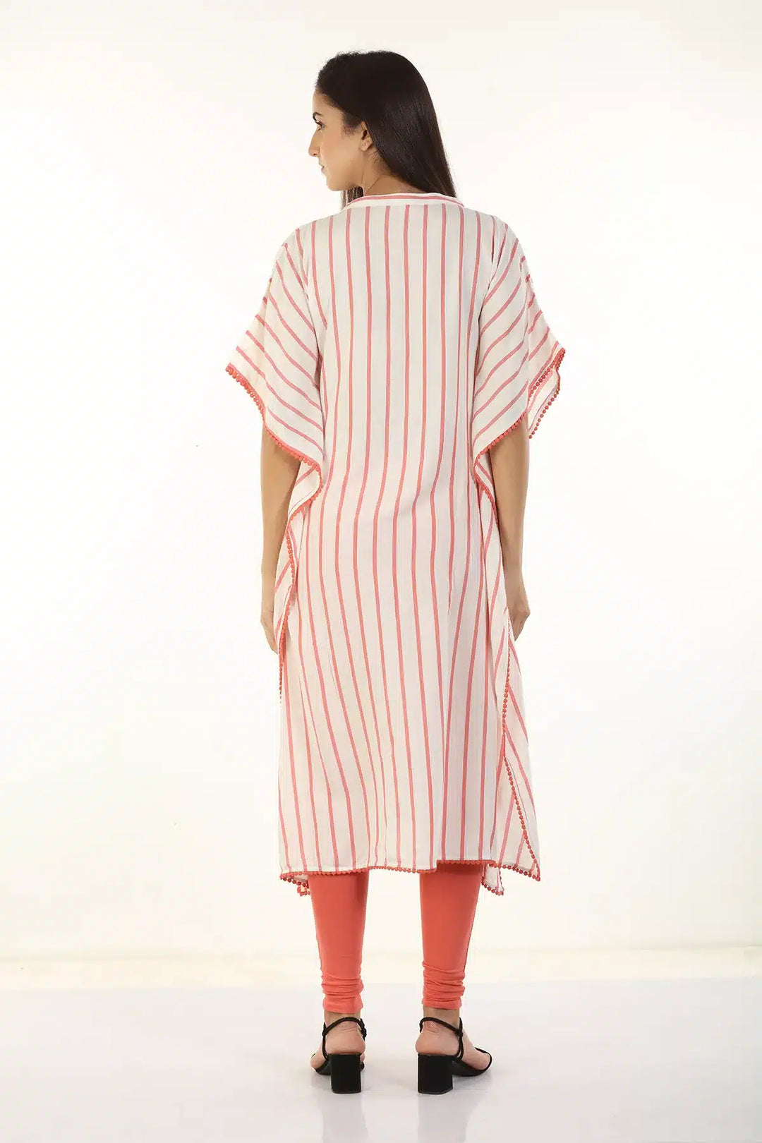 White and Pink Stripe Kaftan