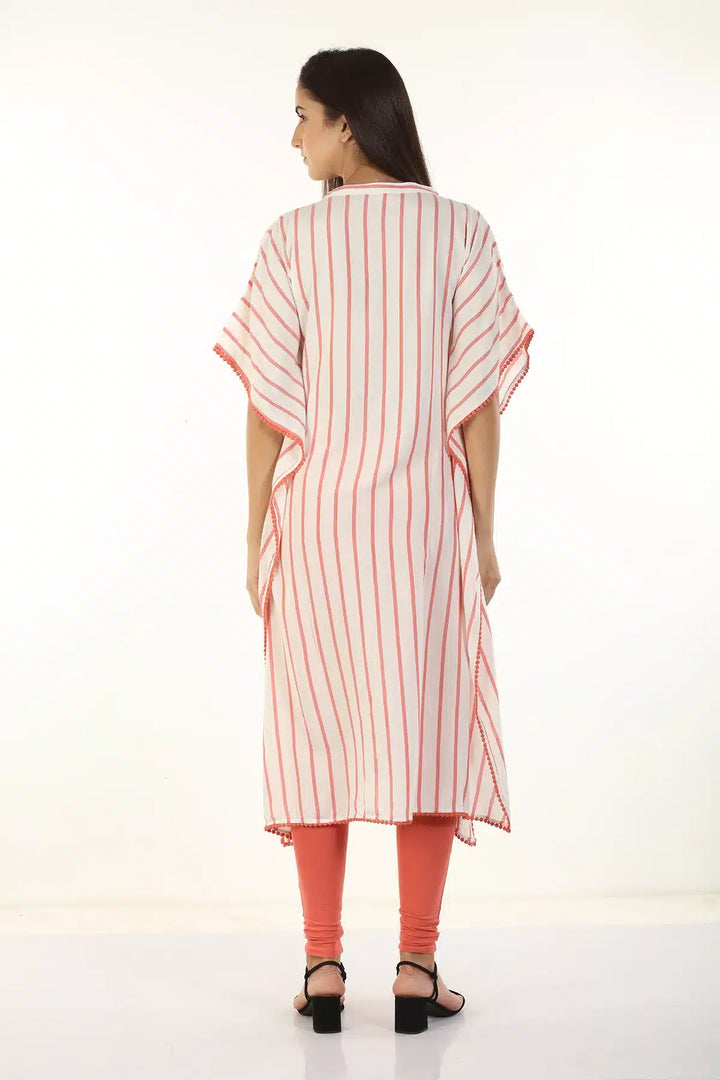 White and Pink Stripe Kaftan