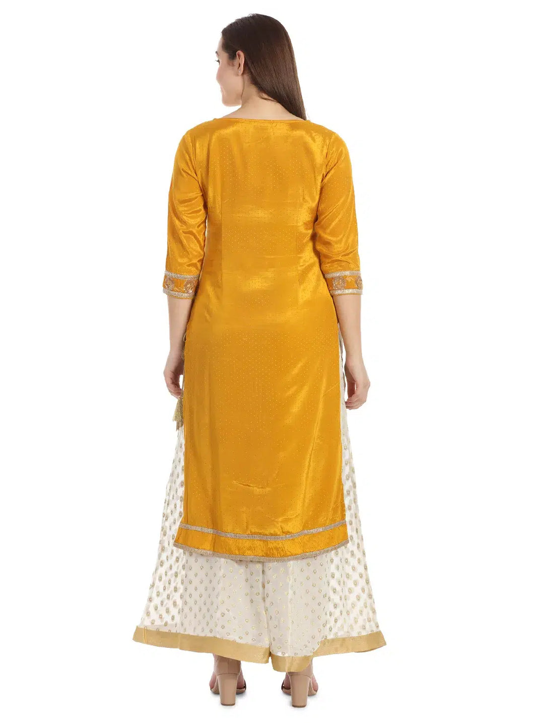 Yellow Viscose Chiffon Kurti