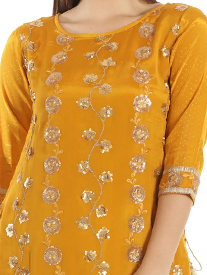Yellow Viscose Chiffon Kurti