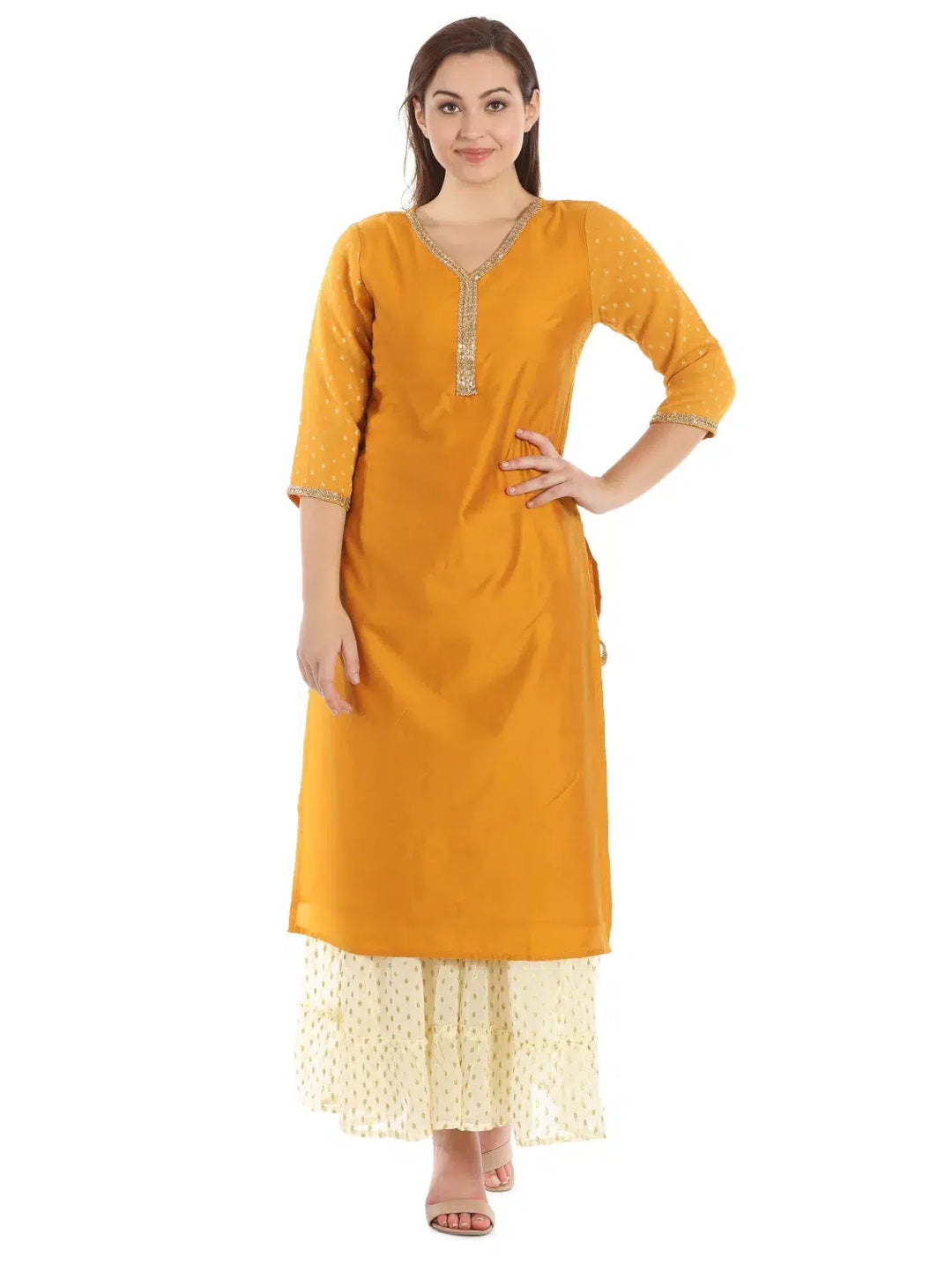 Coloured Silk &amp; Georgette Kurti
