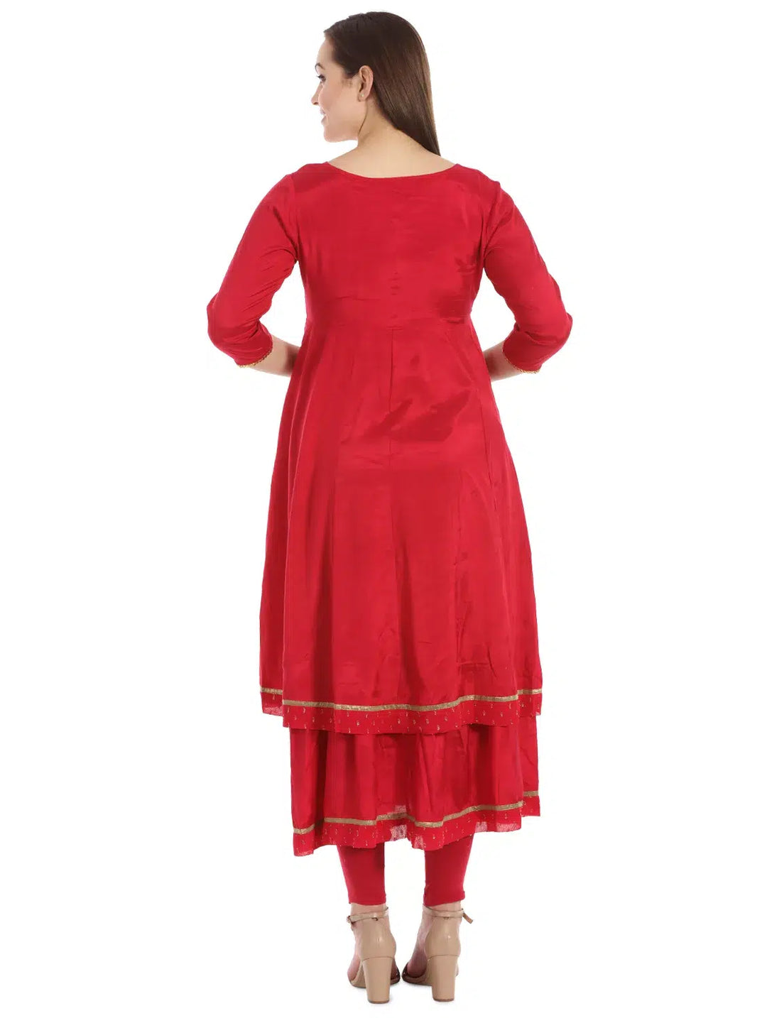 Red Shantoon Silk Kurti