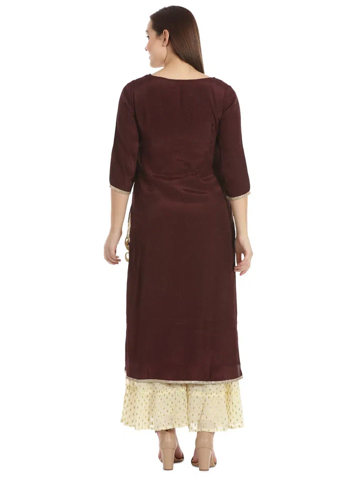 Brown sequence Chiffon Embroidered Ensemble Kurta