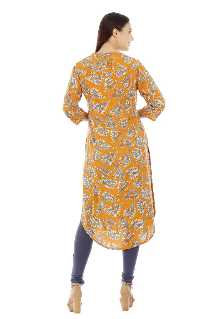 Orange Printed Viscose Kurti