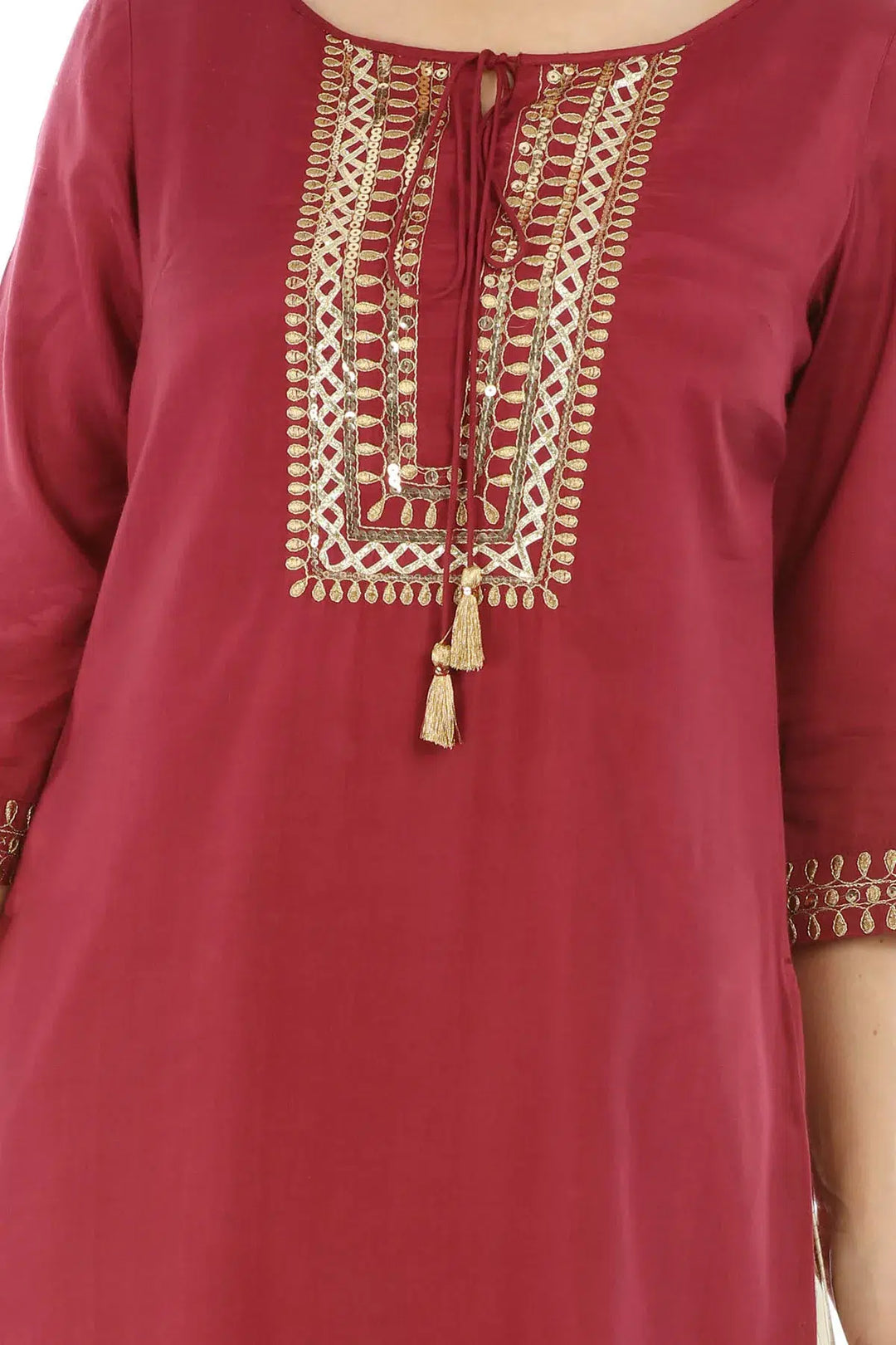 Dark Pink Shantoon Solid Ensemble Kurti