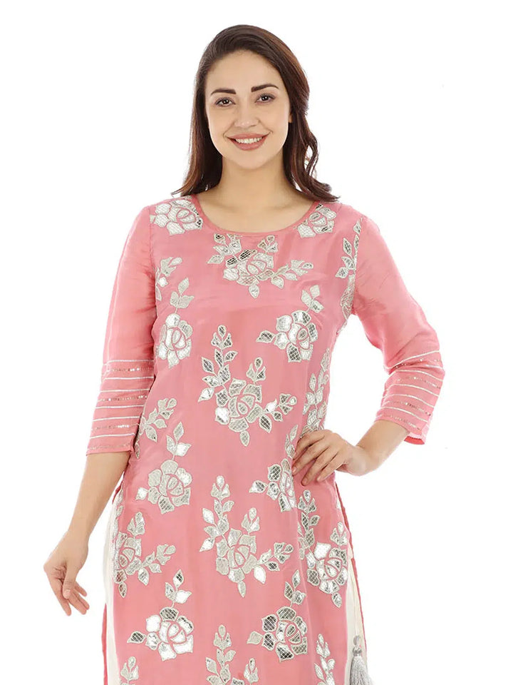 Pink Embellished Ensemble Kurti
