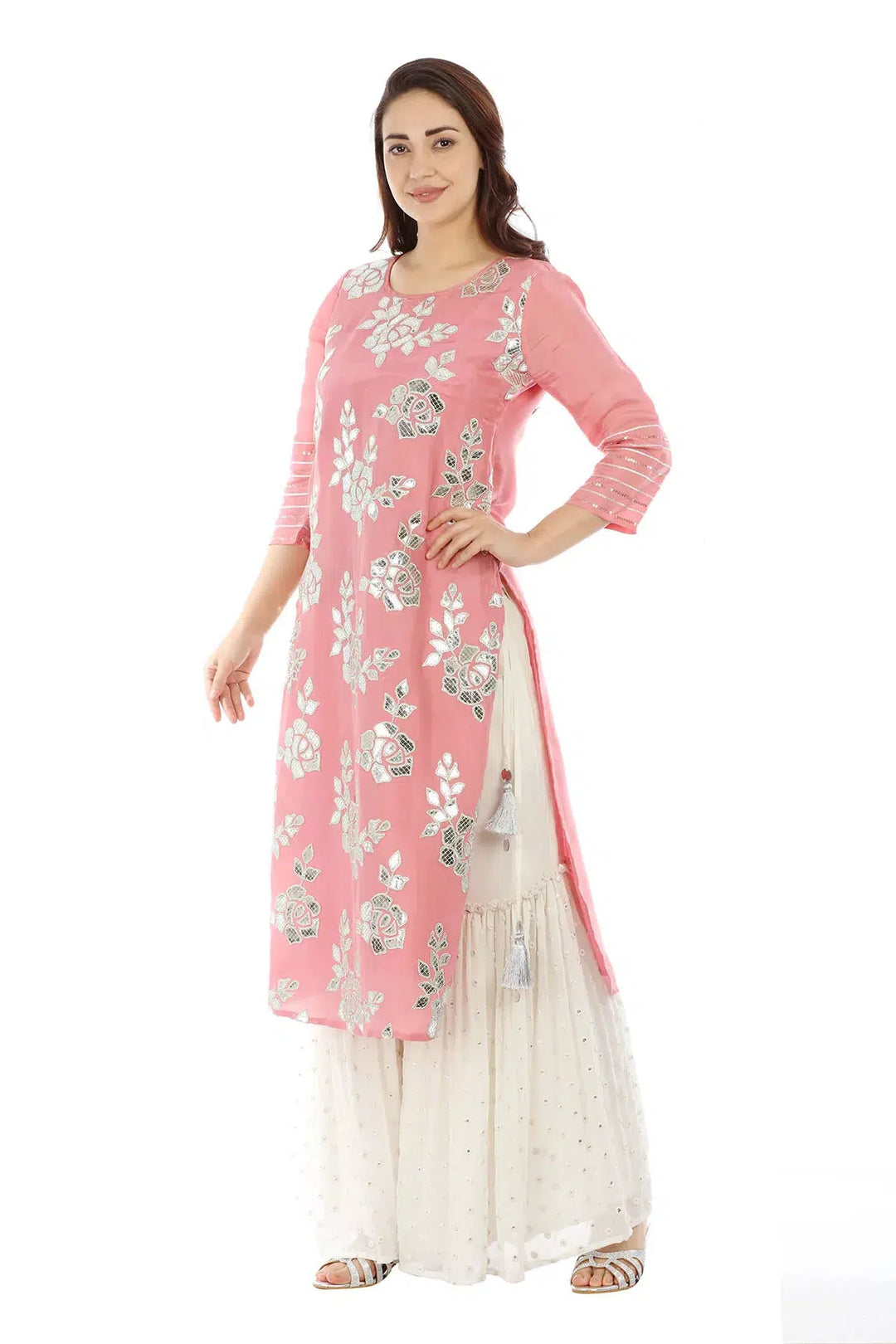 Pink Embellished Ensemble Kurti