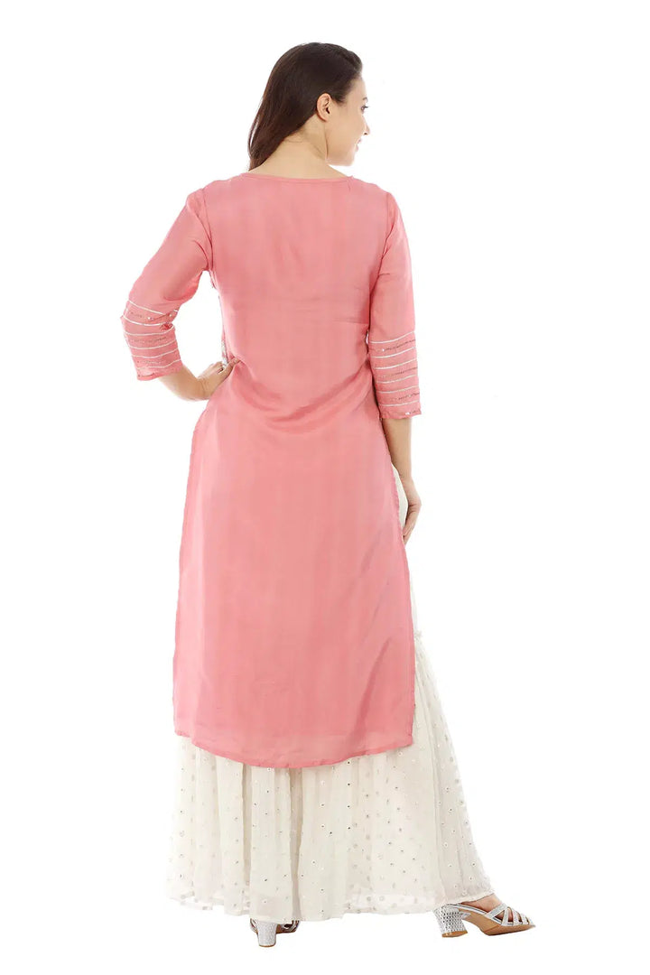 Pink Embellished Ensemble Kurti