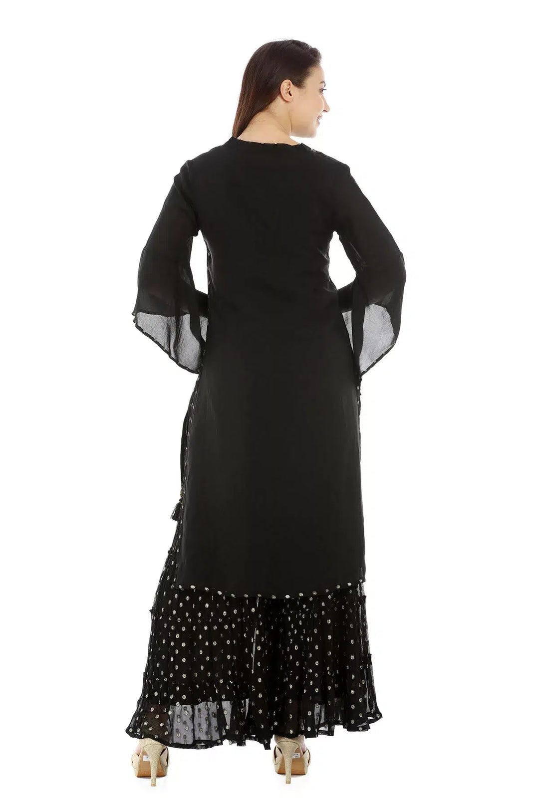 Black Viscose Georgette Ensemble Kurti