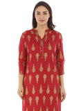Red Foil Printed Ensemble Kurti