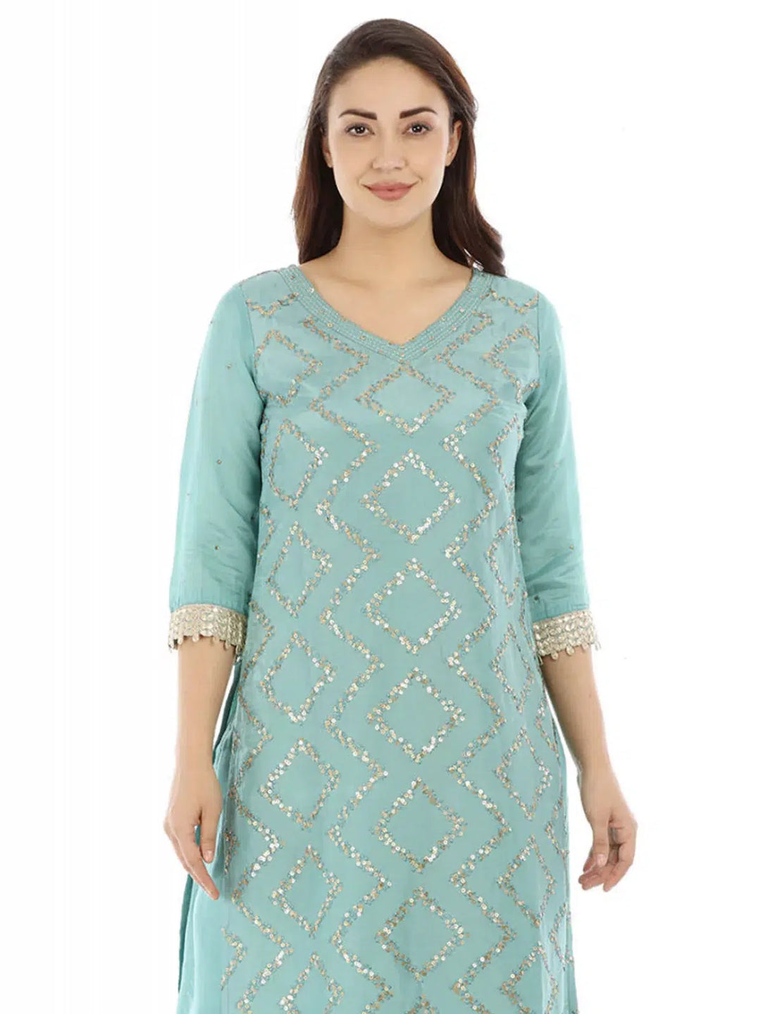 Light Blue Opada Embellished Ensemble Kurti