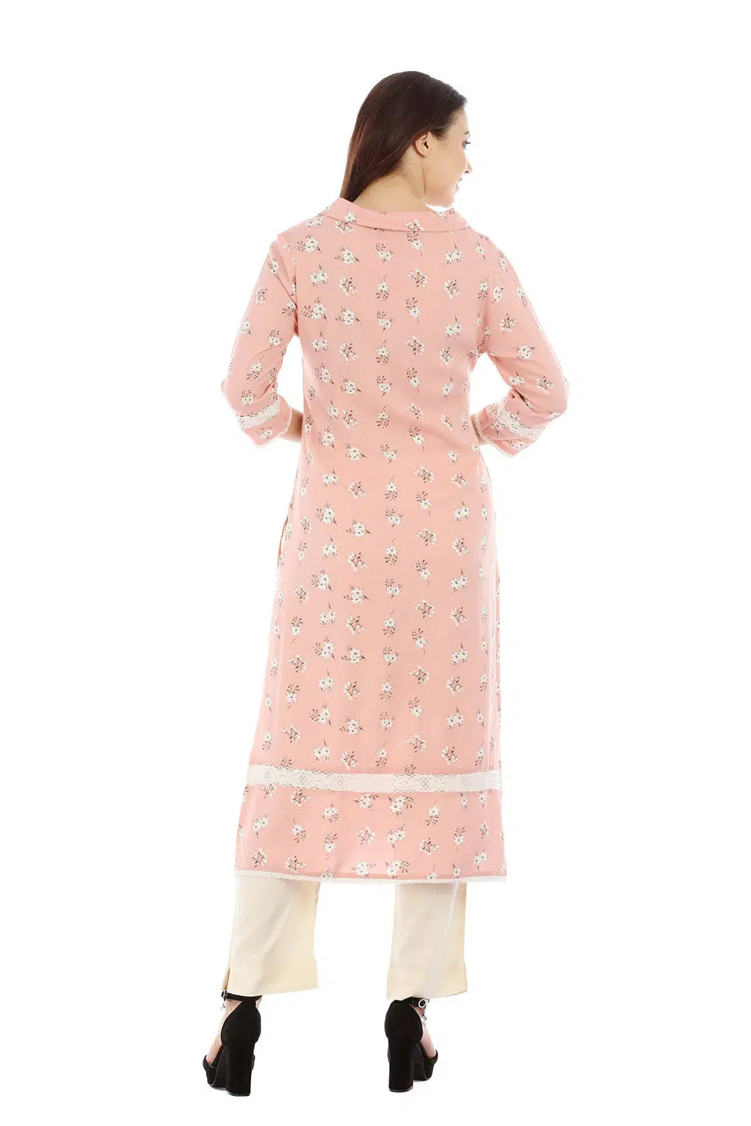 Pink Printed Viscose Kurti