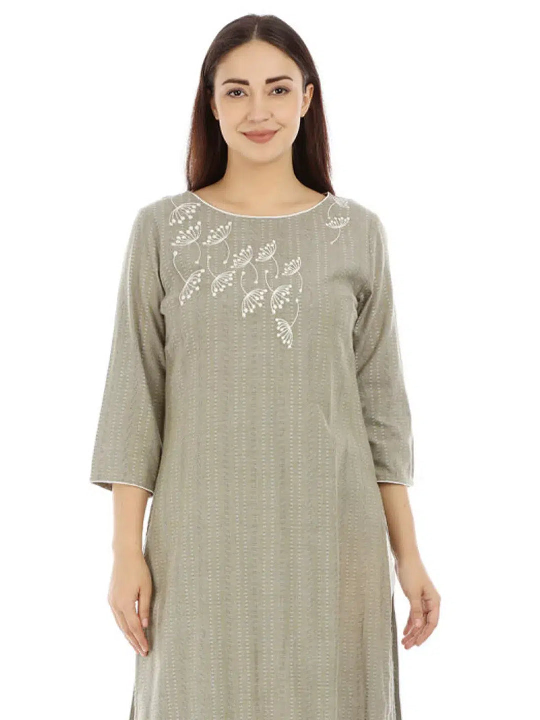Green Striped Viscose Kurti