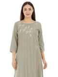 Green Striped Viscose Kurti