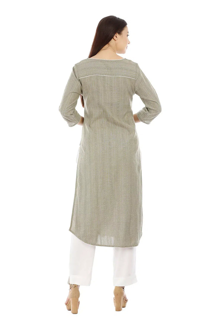 Green Striped Viscose Kurti