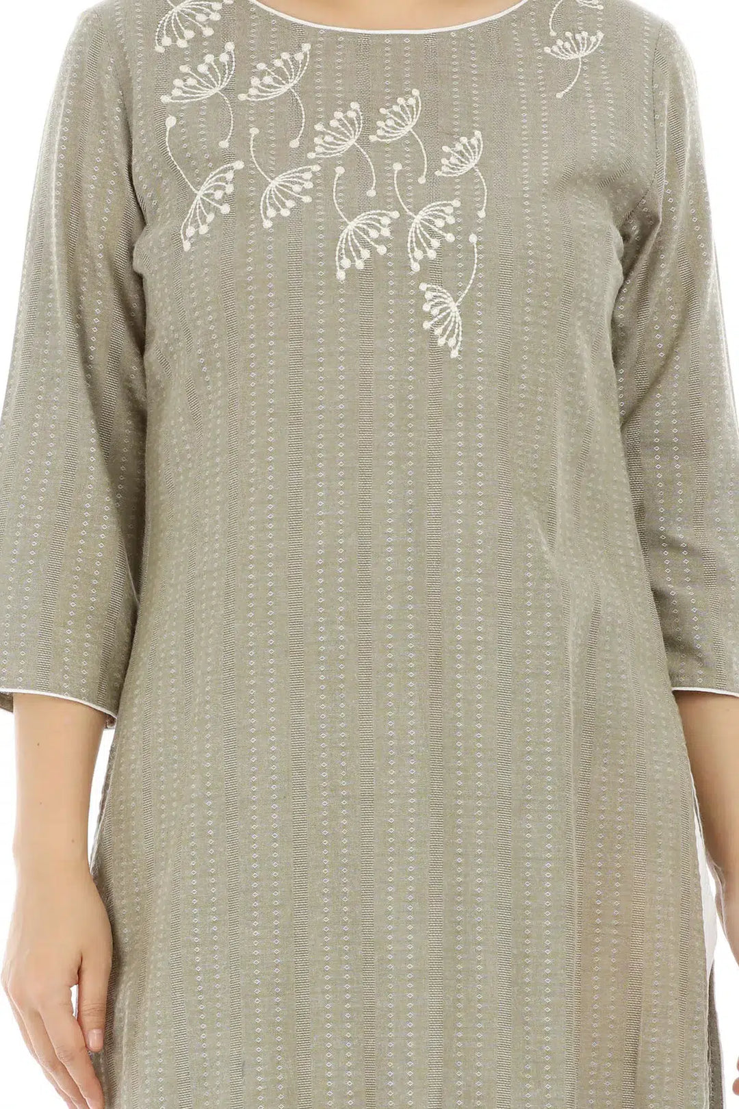 Green Striped Viscose Kurti
