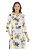 Pearl White Viscose floral Print Kurti