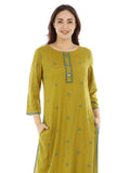 Mustard Yellow Printed Viscose Kurti