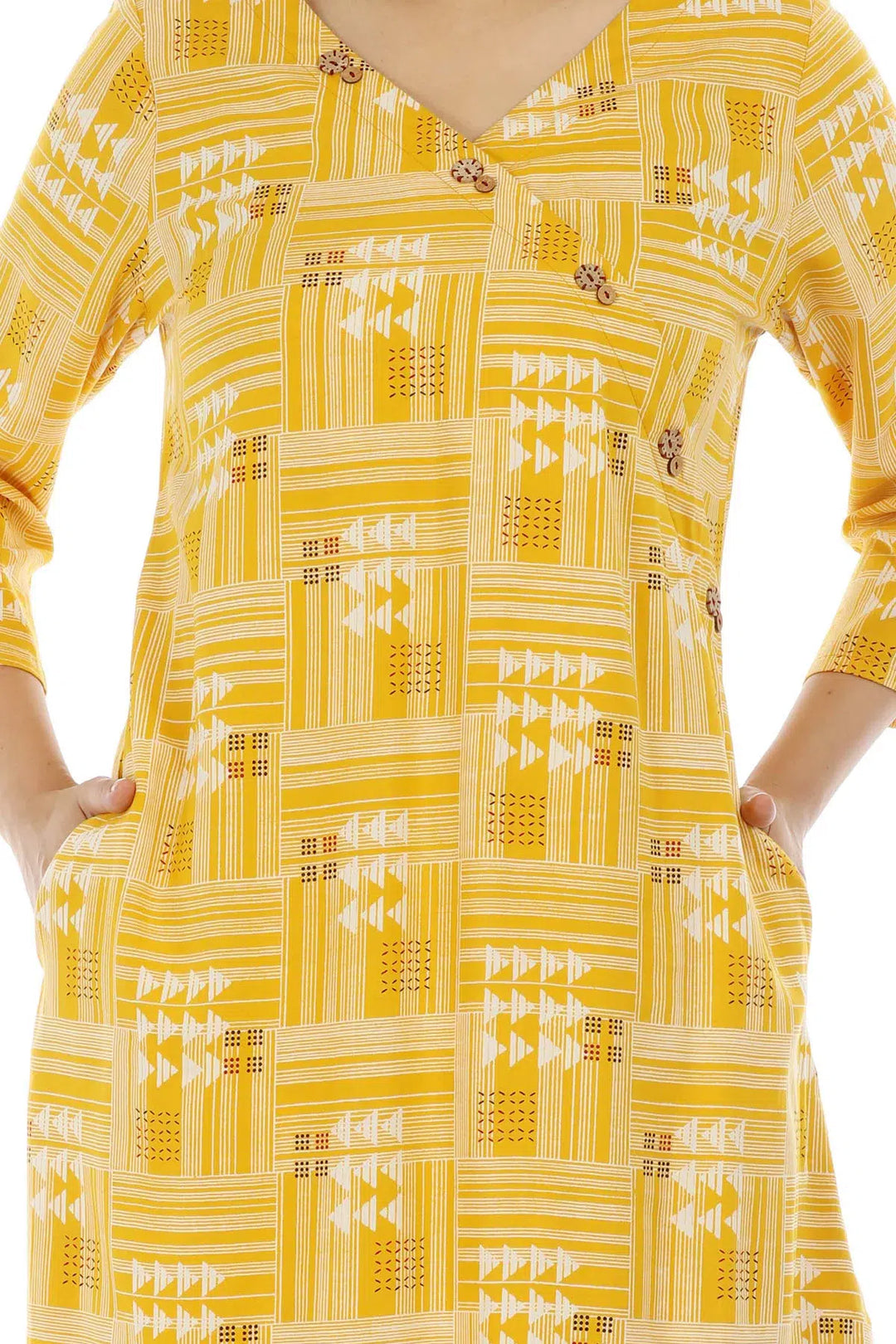 Yellow Printed Viscose Kurti