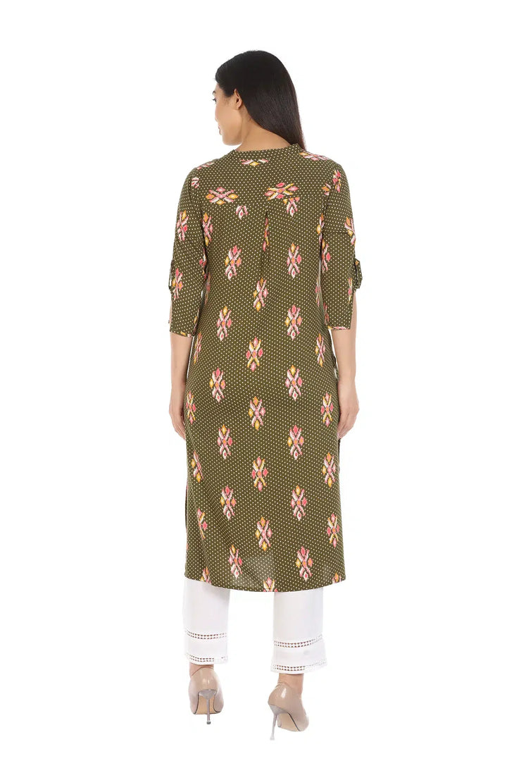Brown Viscose Printed Kurti