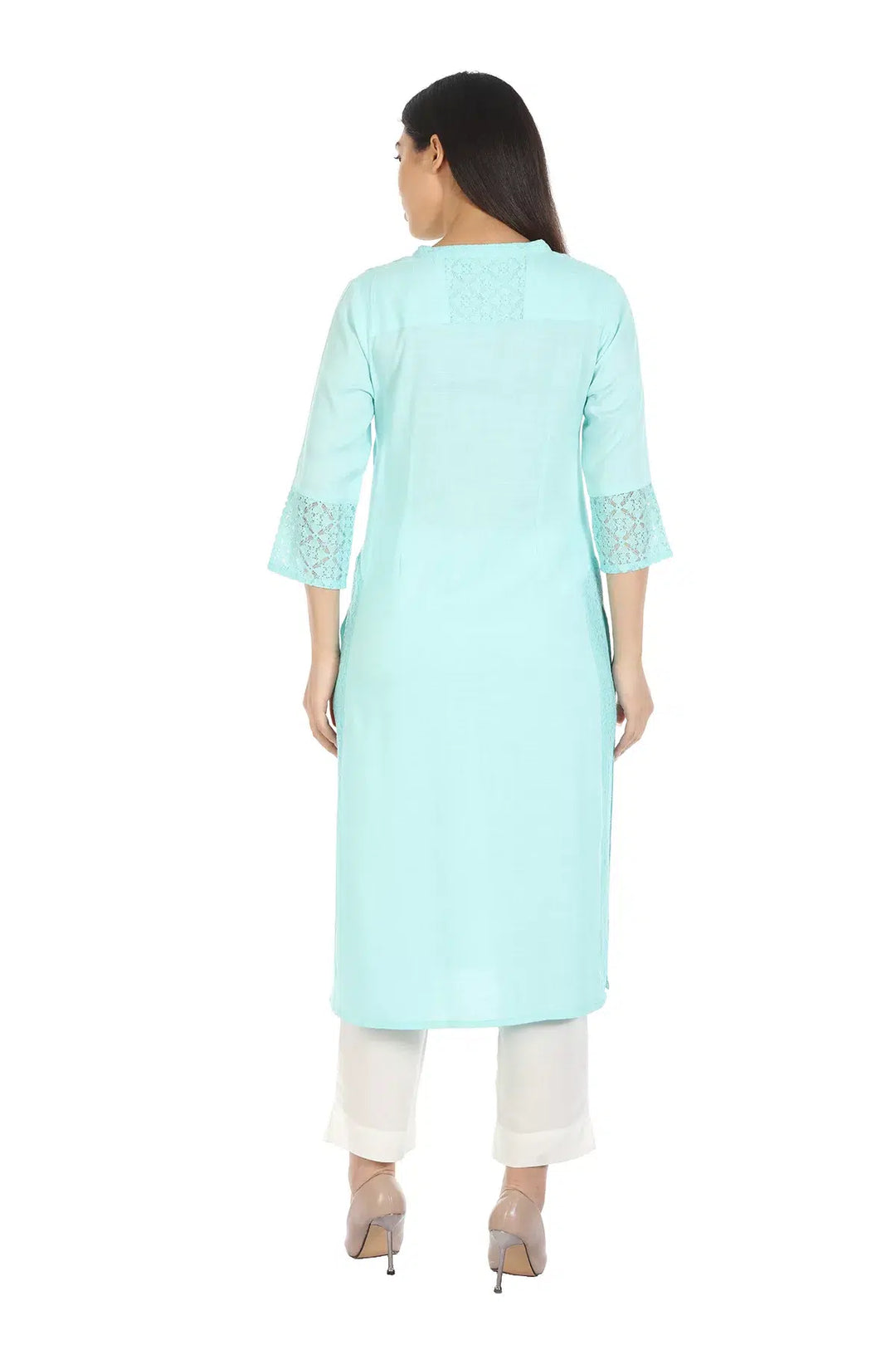 Blue Viscose Solid Kurti