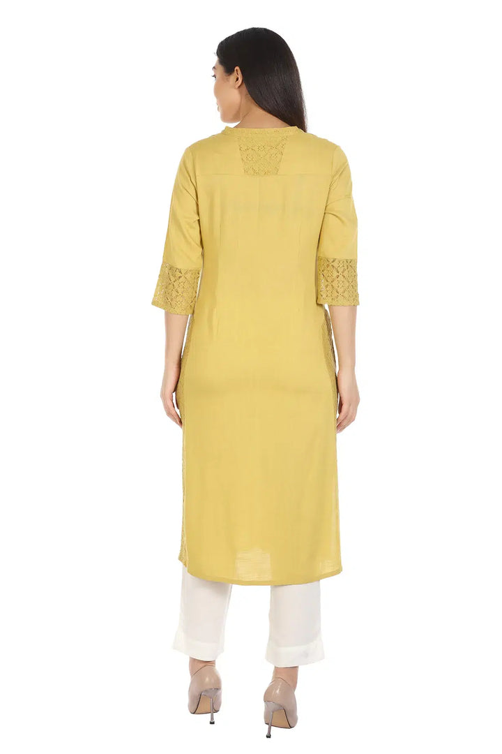 Yellow Viscose Solid Kurti