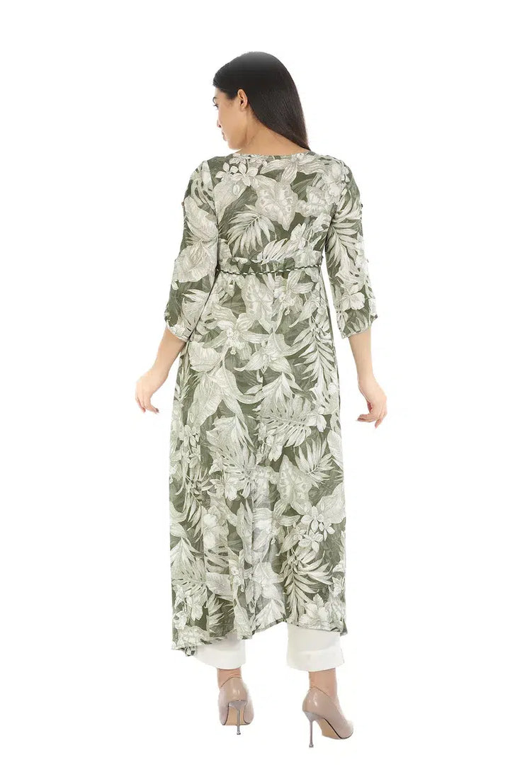 Olive Green Printed Viscose Kurti