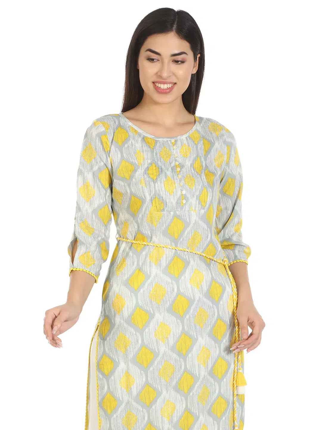Grey Viscose Printed Kurti