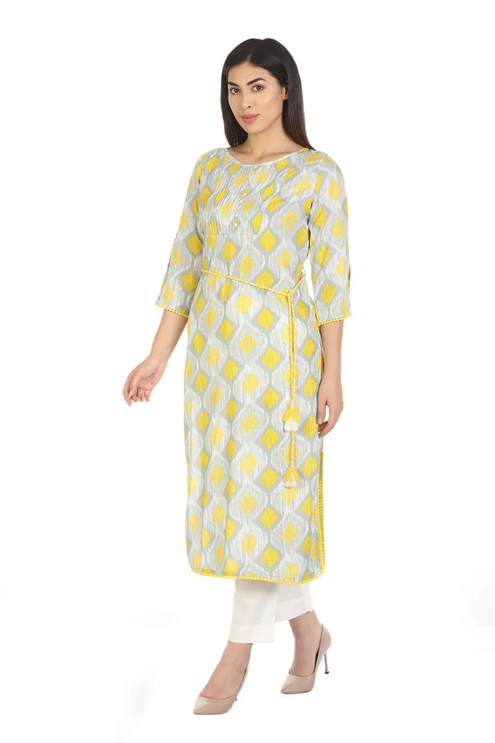Grey Viscose Printed Kurti