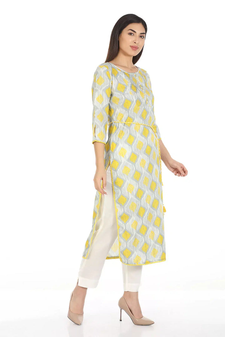 Grey Viscose Printed Kurti