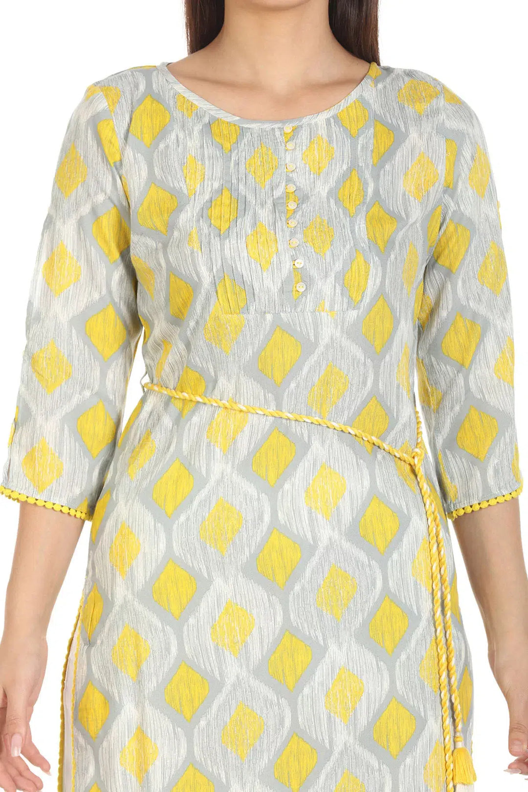 Grey Viscose Printed Kurti