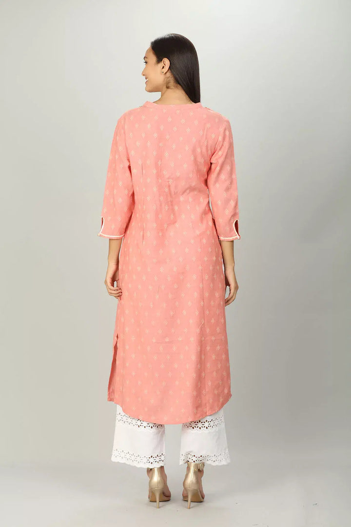 Pink Texture Printed Kurti