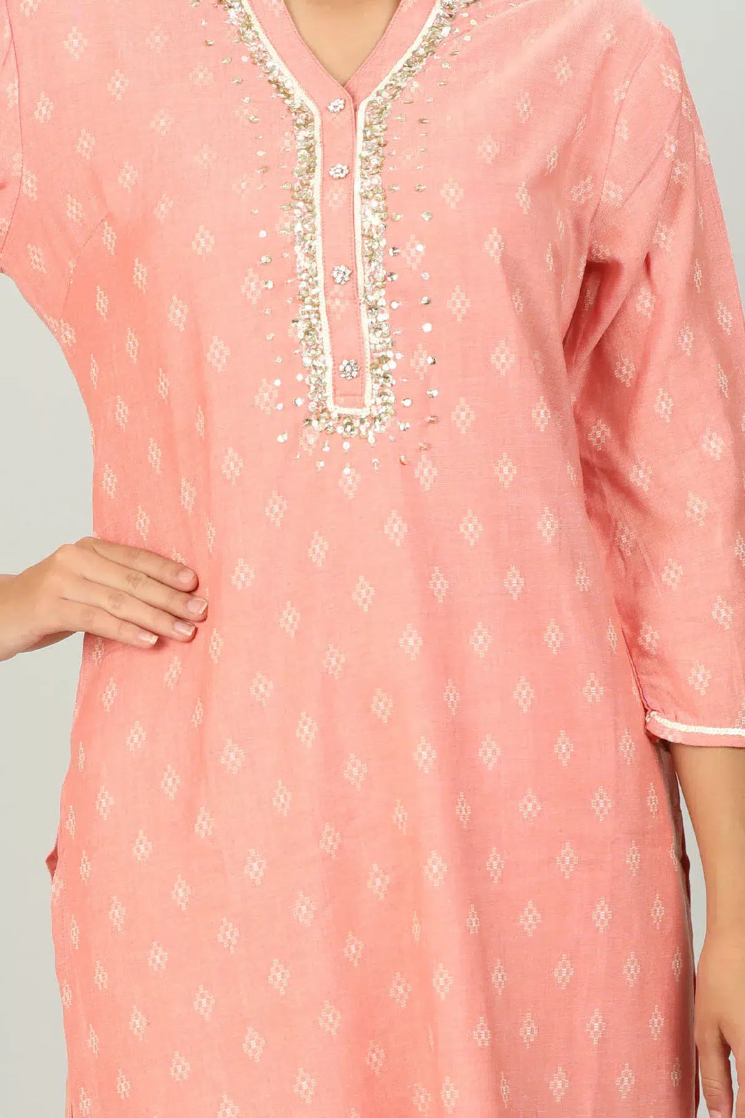 Pink Texture Printed Kurti