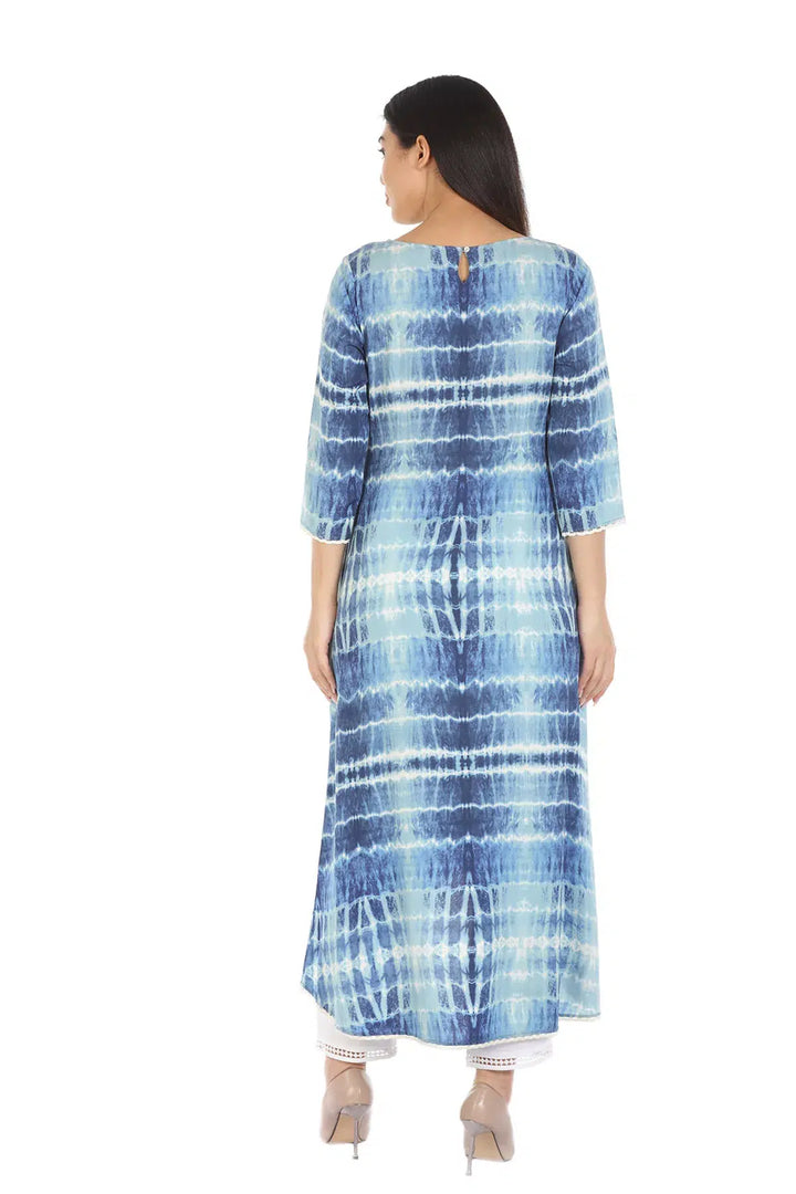 Blue Viscose Printed Kurti