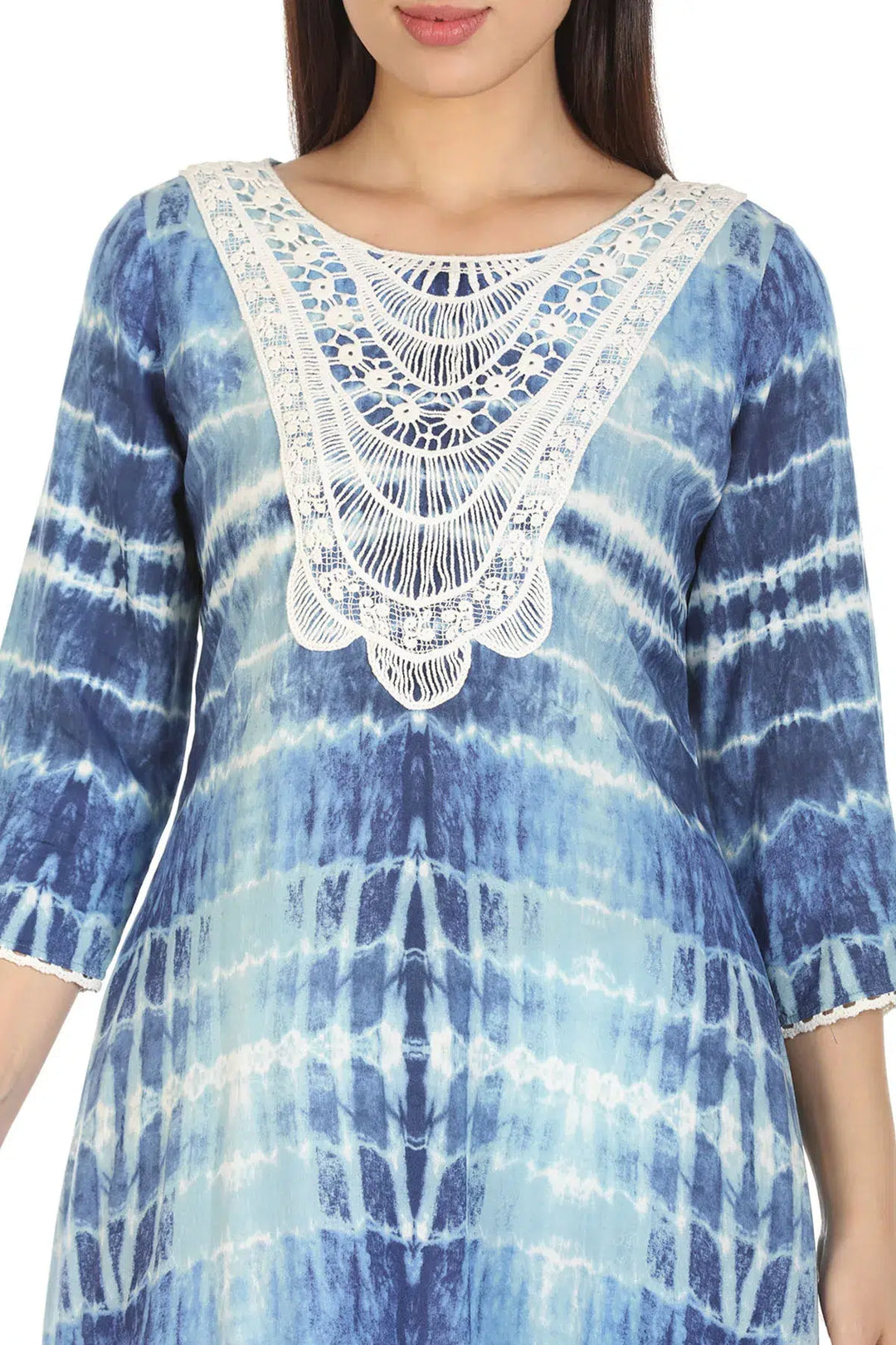 Blue Viscose Printed Kurti